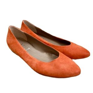 Women’s Suede Pointed Toe Ballet Flats - Orange